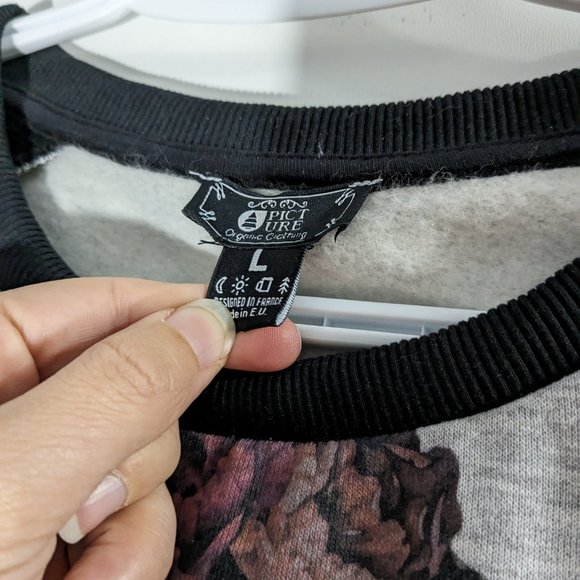 Picture Lukachukai Floral Sweatshirt Grey Black Pink Size Large - Picture 2 of 6